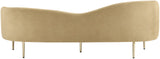 Ritz Elegant Velvet Sofa with Gold Metal Legs - Contemporary Curved Design for Chic Living Rooms