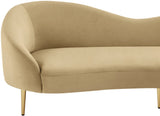 Ritz Elegant Velvet Sofa with Gold Metal Legs - Contemporary Curved Design for Chic Living Rooms