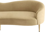 Ritz Elegant Velvet Sofa with Gold Metal Legs - Contemporary Curved Design for Chic Living Rooms