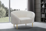 Ritz Elegant Velvet Chair with Gold Legs - Chic Curved Design for Contemporary Home Decor Style