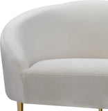 Ritz Contemporary Loveseat with Plush Upholstery and Elegant Gold Legs for Chic Home Style