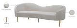 Ritz Elegant Velvet Sofa with Gold Metal Legs - Contemporary Curved Design for Chic Living Rooms
