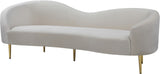 Ritz Elegant Velvet Sofa with Gold Metal Legs - Contemporary Curved Design for Chic Living Rooms