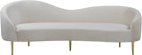 Ritz Elegant Velvet Sofa with Gold Metal Legs - Contemporary Curved Design for Chic Living Rooms
