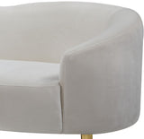 Ritz Elegant Velvet Sofa with Gold Metal Legs - Contemporary Curved Design for Chic Living Rooms