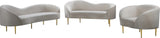 Ritz Elegant Velvet Sofa with Gold Metal Legs - Contemporary Curved Design for Chic Living Rooms