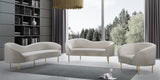 Ritz Elegant Velvet Sofa with Gold Metal Legs - Contemporary Curved Design for Chic Living Rooms