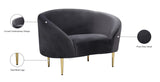 Ritz Elegant Velvet Chair with Gold Legs - Chic Curved Design for Contemporary Home Decor Style