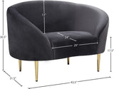 Ritz Elegant Velvet Chair with Gold Legs - Chic Curved Design for Contemporary Home Decor Style