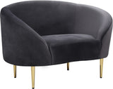Ritz Elegant Velvet Chair with Gold Legs - Chic Curved Design for Contemporary Home Decor Style