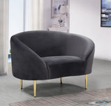 Ritz Elegant Velvet Chair with Gold Legs - Chic Curved Design for Contemporary Home Decor Style