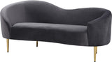 Ritz Contemporary Loveseat with Plush Upholstery and Elegant Gold Legs for Chic Home Style