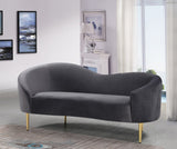 Ritz Contemporary Loveseat with Plush Upholstery and Elegant Gold Legs for Chic Home Style