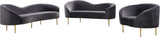 Ritz Contemporary Loveseat with Plush Upholstery and Elegant Gold Legs for Chic Home Style
