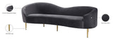 Ritz Elegant Velvet Sofa with Gold Metal Legs - Contemporary Curved Design for Chic Living Rooms