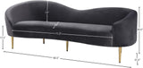 Ritz Elegant Velvet Sofa with Gold Metal Legs - Contemporary Curved Design for Chic Living Rooms