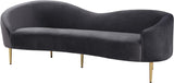 Ritz Elegant Velvet Sofa with Gold Metal Legs - Contemporary Curved Design for Chic Living Rooms