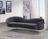 Ritz Elegant Velvet Sofa with Gold Metal Legs - Contemporary Curved Design for Chic Living Rooms