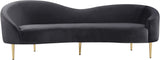 Ritz Elegant Velvet Sofa with Gold Metal Legs - Contemporary Curved Design for Chic Living Rooms