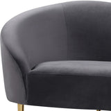 Ritz Elegant Velvet Sofa with Gold Metal Legs - Contemporary Curved Design for Chic Living Rooms
