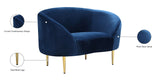 Ritz Elegant Velvet Chair with Gold Legs - Chic Curved Design for Contemporary Home Decor Style