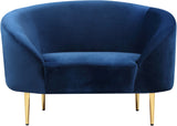 Ritz Elegant Velvet Chair with Gold Legs - Chic Curved Design for Contemporary Home Decor Style