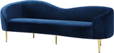 Ritz Elegant Velvet Sofa with Gold Metal Legs - Contemporary Curved Design for Chic Living Rooms