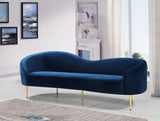 Ritz Elegant Velvet Sofa with Gold Metal Legs - Contemporary Curved Design for Chic Living Rooms