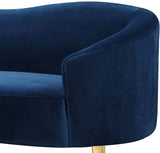 Ritz Elegant Velvet Sofa with Gold Metal Legs - Contemporary Curved Design for Chic Living Rooms
