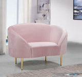 Ritz Elegant Velvet Chair with Gold Legs - Chic Curved Design for Contemporary Home Decor Style
