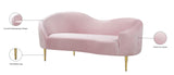 Ritz Contemporary Loveseat with Plush Upholstery and Elegant Gold Legs for Chic Home Style