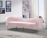 Ritz Elegant Velvet Sofa with Gold Metal Legs - Contemporary Curved Design for Chic Living Rooms