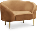 Ritz Elegant Velvet Chair with Gold Legs - Chic Curved Design for Contemporary Home Decor Style
