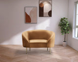 Ritz Elegant Velvet Chair with Gold Legs - Chic Curved Design for Contemporary Home Decor Style