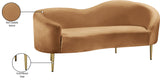 Ritz Contemporary Loveseat with Plush Upholstery and Elegant Gold Legs for Chic Home Style