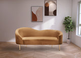 Ritz Contemporary Loveseat with Plush Upholstery and Elegant Gold Legs for Chic Home Style