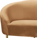 Ritz Contemporary Loveseat with Plush Upholstery and Elegant Gold Legs for Chic Home Style