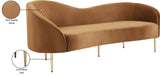 Ritz Elegant Velvet Sofa with Gold Metal Legs - Contemporary Curved Design for Chic Living Rooms