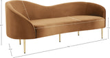 Ritz Elegant Velvet Sofa with Gold Metal Legs - Contemporary Curved Design for Chic Living Rooms