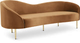 Ritz Elegant Velvet Sofa with Gold Metal Legs - Contemporary Curved Design for Chic Living Rooms