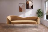 Ritz Elegant Velvet Sofa with Gold Metal Legs - Contemporary Curved Design for Chic Living Rooms