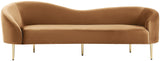 Ritz Elegant Velvet Sofa with Gold Metal Legs - Contemporary Curved Design for Chic Living Rooms
