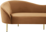 Ritz Elegant Velvet Sofa with Gold Metal Legs - Contemporary Curved Design for Chic Living Rooms