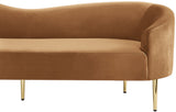 Ritz Elegant Velvet Sofa with Gold Metal Legs - Contemporary Curved Design for Chic Living Rooms