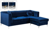 Eliana Grey Velvet Reversible Sectional Sofa with Gold & Chrome Legs, Plush Upholstery & Pillows