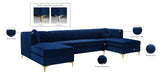 Graham Three-Piece Sectional Sofa with Channel Tufted Back and Customizable Gold & Chrome Legs
