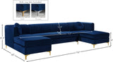 Graham Three-Piece Sectional Sofa with Channel Tufted Back and Customizable Gold & Chrome Legs