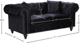 Chesterfield Velvet Loveseat – Elegant Contemporary Design with Nailheads & Matching Pillows
