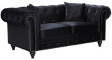 Chesterfield Velvet Loveseat – Elegant Contemporary Design with Nailheads & Matching Pillows