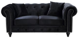 Chesterfield Velvet Loveseat – Elegant Contemporary Design with Nailheads & Matching Pillows